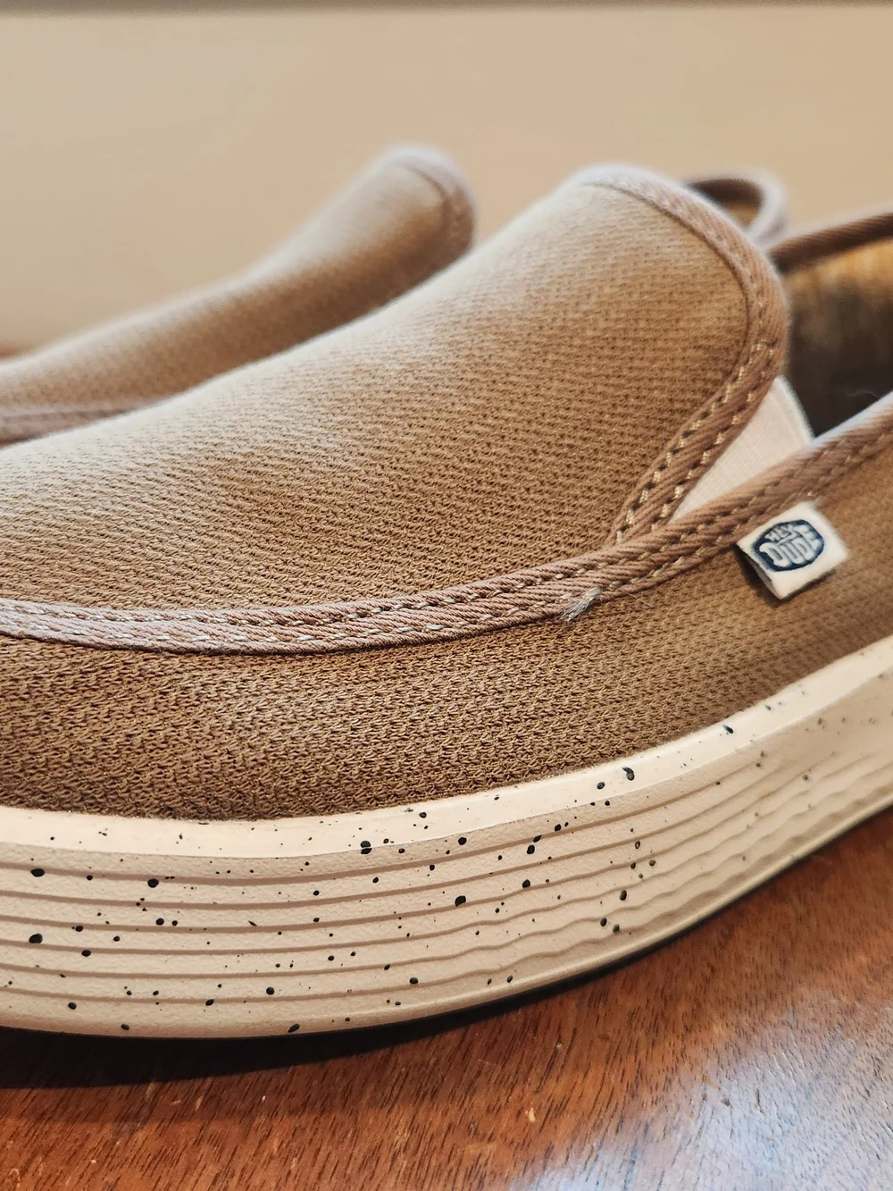 Hey Dude Youth Size 3 Slip-On Loafers in Tan Canvas
